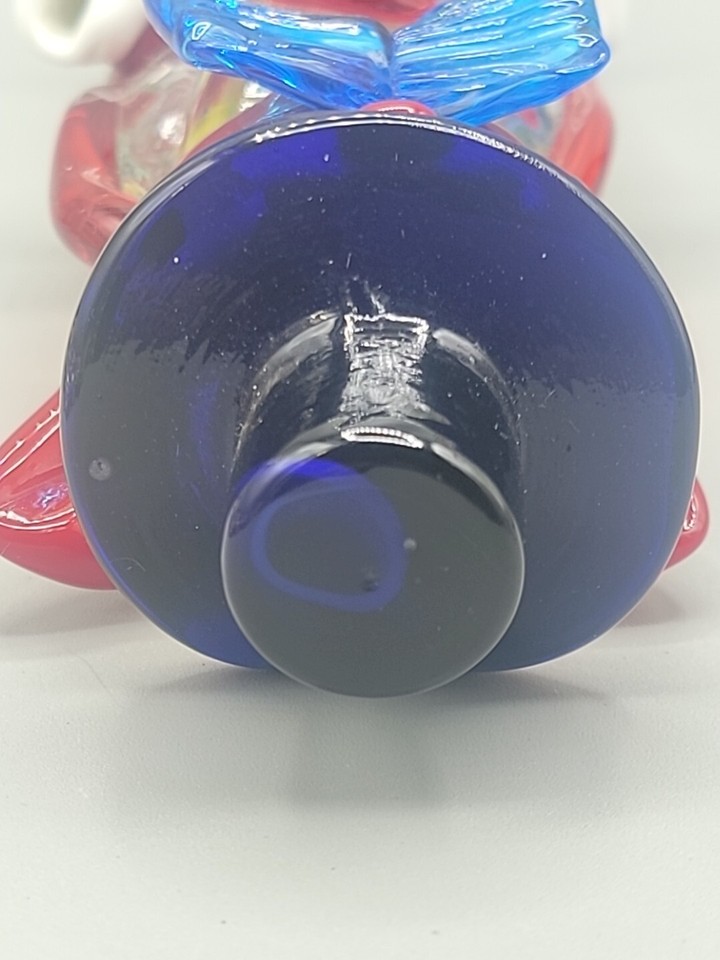 Hand Blown Glass Clown Bow Tie Top Hat 9.5" Swirl Colors Inside Big
