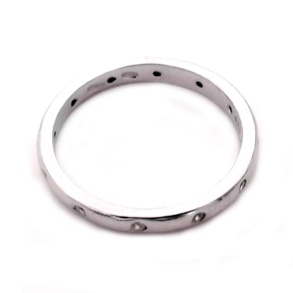 Anello Fedina Fede con zirconi in argento 925 rodiato oro da uomo donna unisex - Immagine 3 di 4