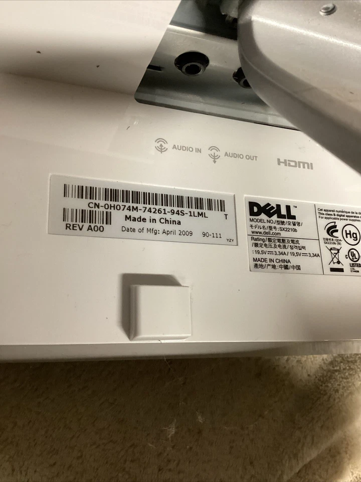 Dell SX2210b Full HD (21.5") Full HD Widescreen Monitor w/Webcam WHITE - Image 2 of 4