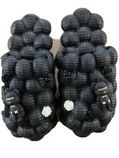 Black Bubble Slides with shoe charms Massage Slippers Non-slip Soft Sizes 6-10