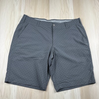 Under Armour Mens Gray Polka Dot Match Play Textured Flex Golf Shorts Size 40