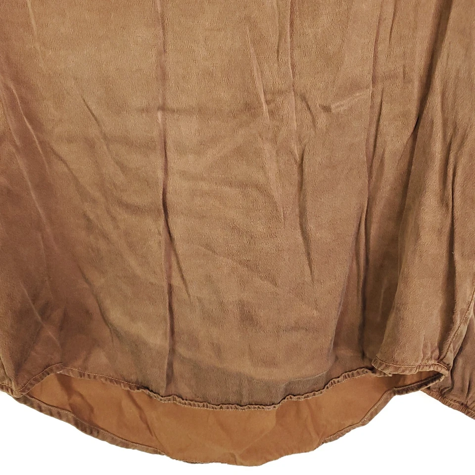 Top de tela piedra para mujer M marrón cambray con volantes escote ajustado ropa informal Foto 3 de 4