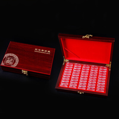 50 Kits Holder Wooden Coin Display Storage Box Case Collectible
