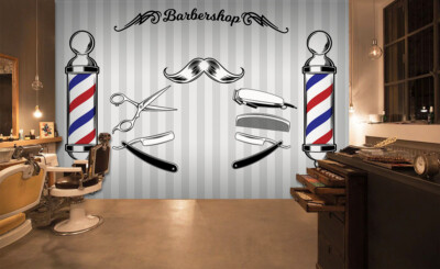 3D Art Gray E925 Hair Cut Barber Shop Wallpaper Mural Wall Print Murals CA Erin
