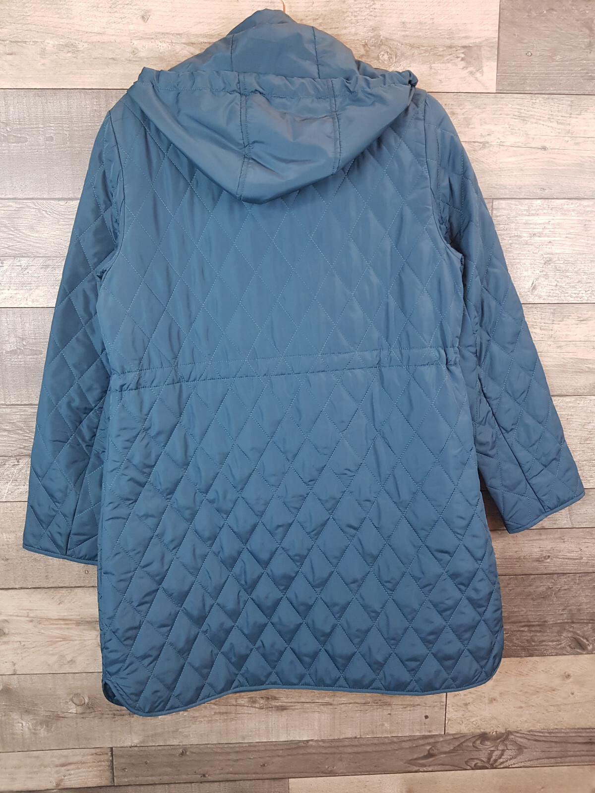 Centigrade Quilted Coat Jacket Small Blue Diamond Spring Hooded QVC BN