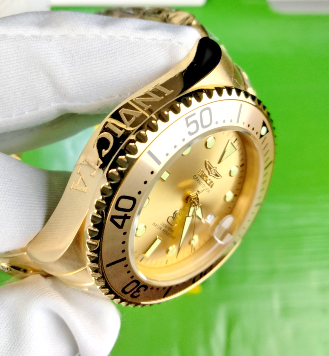 Invicta Grand Diver Automatic/Quartz Men Dual Time Gold Watch