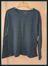 NWT ~ A.N.A. New Approach Long Sleeve Teal Texture Pullover Jersey Tee  Large