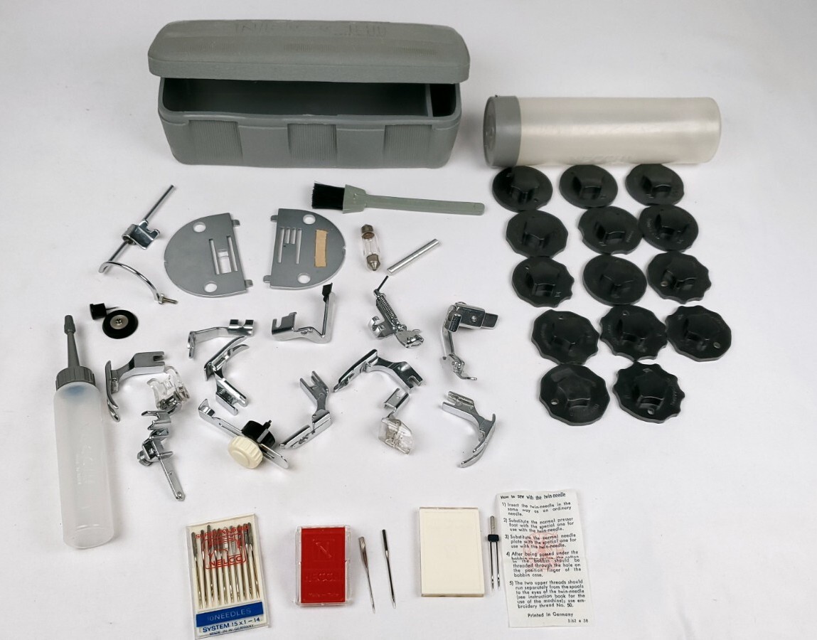 VINTAGE Necchi Sewing Machine Accessories Cams, Plates, Attachments, Case MORE eBay