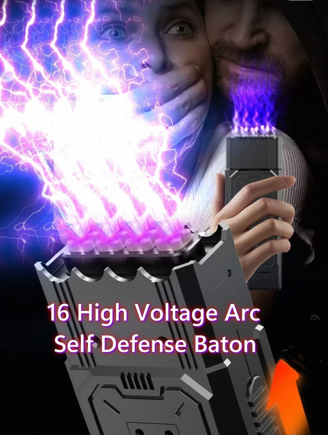 Legal 16 Arc Electric Volt Self Defense 8 Led Flashlight Explosion Proof Device