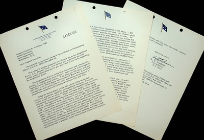 #ad #ad 1954 F.G. Fahrion Vice Admiral Navy Signed Letter New C.O. Of U.S.S. Chilton E5L $119.00