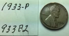 1933 - P ; Wheat penny ; Good condition #933P2