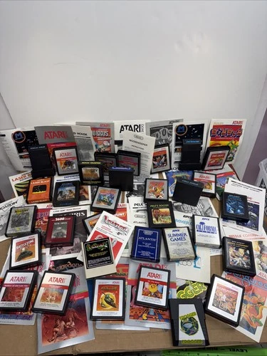 Atari 2600 GAME CART Lot of 34 NO DUPLICATES WITH MANUALS CLEAN CARTRIDGE