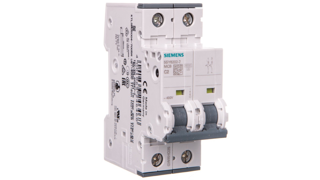 2P C 2A 6kA AC SENTRON 5SY6202-7 Overcurrent Switch