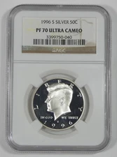 1996-S Kennedy Silver Half Dollar CERTIFIED NGC PROOF 70 ULTRA CAMEO