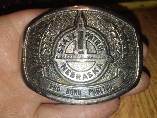 Fibbia per cintura vintage Nebraska State Patrol Pro Bono Publico - Wyoming Studio Art - Foto 2 di 4