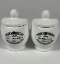Wilkin & Sons Pair Vintage Fruit Preserve and Marmalade Jars. 7.5cm x 4cm 