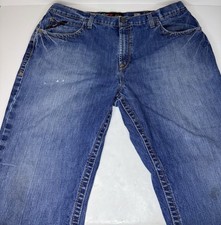Ariat M3 FR Jeans Men 42x30 Blue Denim Cotton Straight Leg Medium Wash Loose Fit