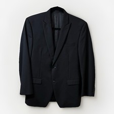 Calvin Klein Mens 42R Black Pinstripe Wool Blazer Sport Coat Business Classic