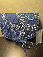VERA BRADLEY Blue Tapestry Blue & White Floral Jewelry Case NEW