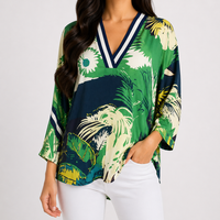 Bluse Milano Italy 36 S Damen Bunt Tunika Hemd Oberteil Shirt Viskose Np 79 Neu