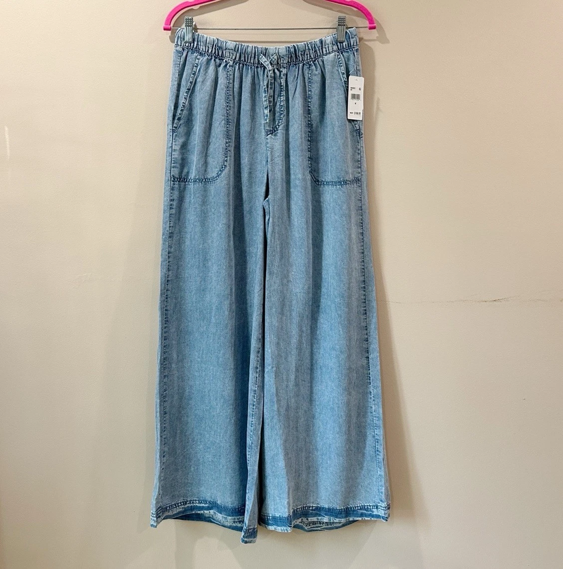 NWT Splendid Women’s M Angie Indigo Palazzo Pants Wide Leg Blue Coastal Beach