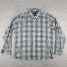 Peter Millar Crown Cratfed Dress Shirt Mens XL Gray Blue Flex Finish Button Up