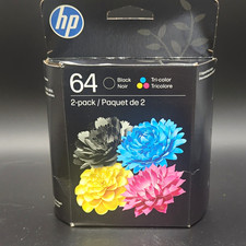 HP 64 Genuine Original 2-Pack Black Tri-Color Inkjet Ink Cartridges New