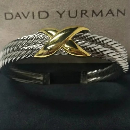 David Yurman Double X Silver 10mm Cable Cuff Classic Bracelet