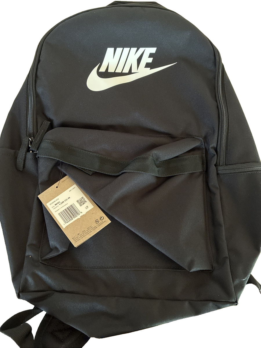 NIKE HERITAGE BACKPACK 25L BLACK/WHITE LAPTOP BAG DC4244 010 _ NEW