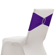 20 Pack Chair Sashes, Stretch Chair Cover Band Bows Cover Band, Purple Blue