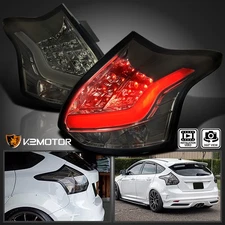 Smoke Fits 2012-2014 Ford Focus Hatchback LED Tube Tail Lights Brake Lamps Pair