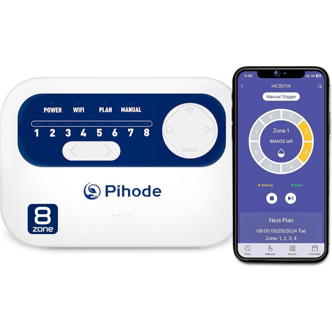 8-Zone Smart WiFi Sprinkler Controller with Weather-Based Scheduling & App Control