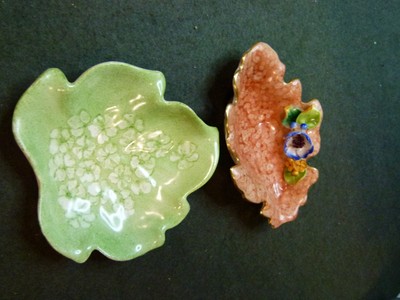 Blattform Schmuckgeschirr eines von Royal Worcester & 1 weiteres markiert MGS