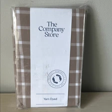 New The Company Store Windowpane Yard-Dyed Taupe Percale King Pillowcase Set