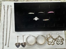 Sterling Silver Lot 11 Wearable Signed Bracelets, Anklets, Earrings, Rings