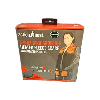 NEW ActionHeat Heated Fleece Scarf w/ Pockets & USB Power Bank Rechargeable