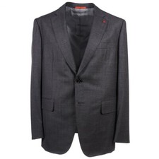 NWT 4250 ISAIA Slim-Fit Gray 'Extralight Saxony' Wool Suit 46 R Eu 56 Gregory