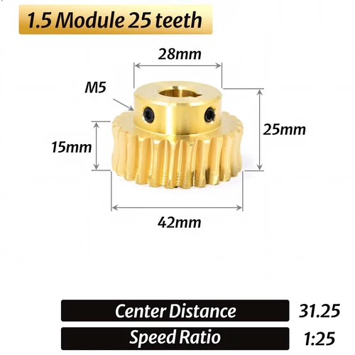 Módulo 0.5/0.8/1/1.5 20T a 60T engranaje cobre engranaje de rueda helicoidal y eje de engranaje helicoidal - Imagen 40 de 47