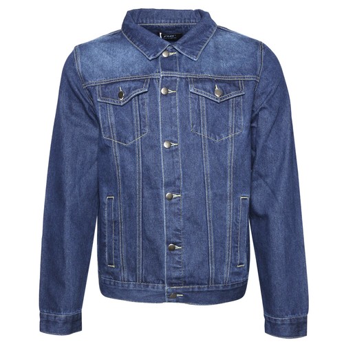 Mens Denim Jean Jacket Button Up Slim Fit Premium Cotton DBFL - Foto 3 di 22