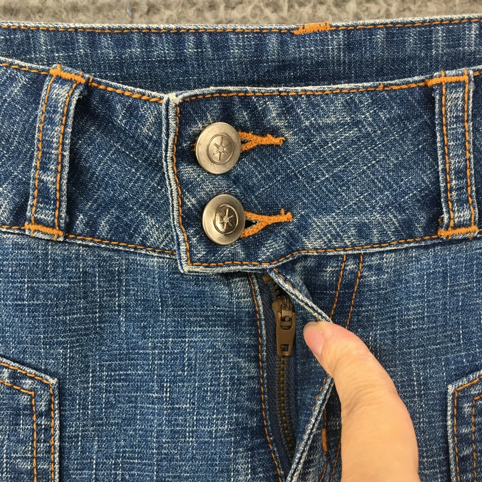 Pantalones de mezclilla de zinc de pierna recta para mujer 1 (28x31,5 real) azul tiro bajo cremallera mosca Foto 4 de 4