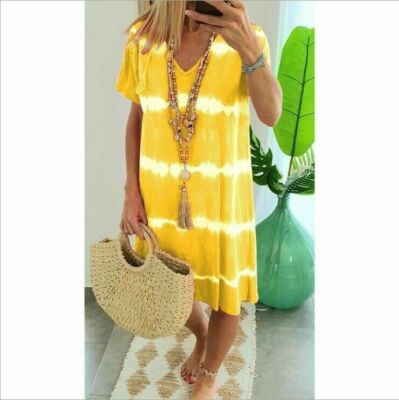ladies sun dresses size 14 XADYUY Girls Summer Dress Size 14-16 Casual Gradient Short Sleeve Maxi Dress Cute Crew Neck Sundresses Swing Dresses with Pocketss 11-12 Years,Beige