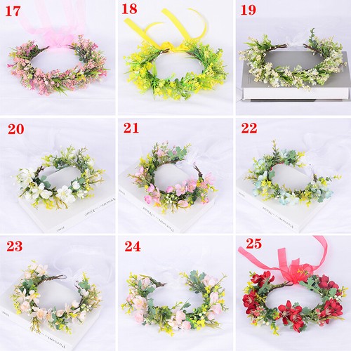 Flowers Headband Head Garland Hair Band Crown Wreath Festival Boho Beach Wedding - Picture 11 of 49