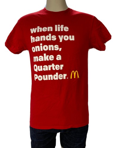 McDonalds Red Tshirt Sz M When Life Hands You Onions Make A Quarter Pounder Logo - Picture 6 of 8