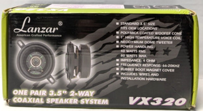 Lanzar VX320 3.5-Inch Two-Way Speakers 80 Watt 4 Ohm New in Box