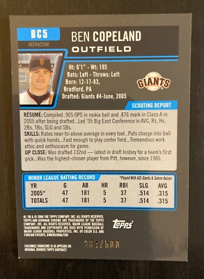 2006 Bowman Chrome Prospects Refractors #BC5 Ben Copeland /500 | eBay