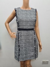 Oasis Ladies Black white mix Winter Smart Work Dress Uk 10