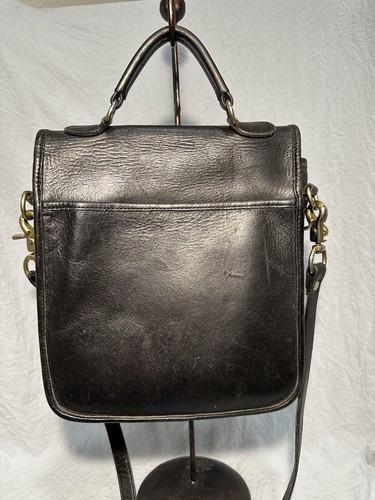 Genuine Vintage Cross Body Black Leather Bag Purse Clutch - Picture 6 of 19