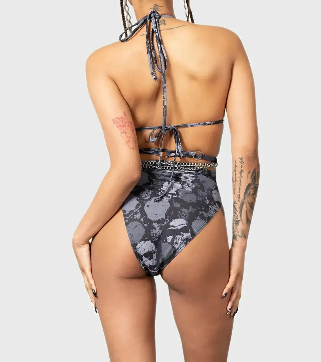 Killstar Shipwreck Swimsuit Skulls Studded Chains Gothic
