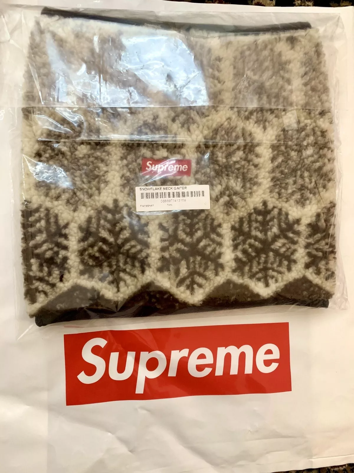 Guêtre Supreme Snowflake Neck marron neuve FW18