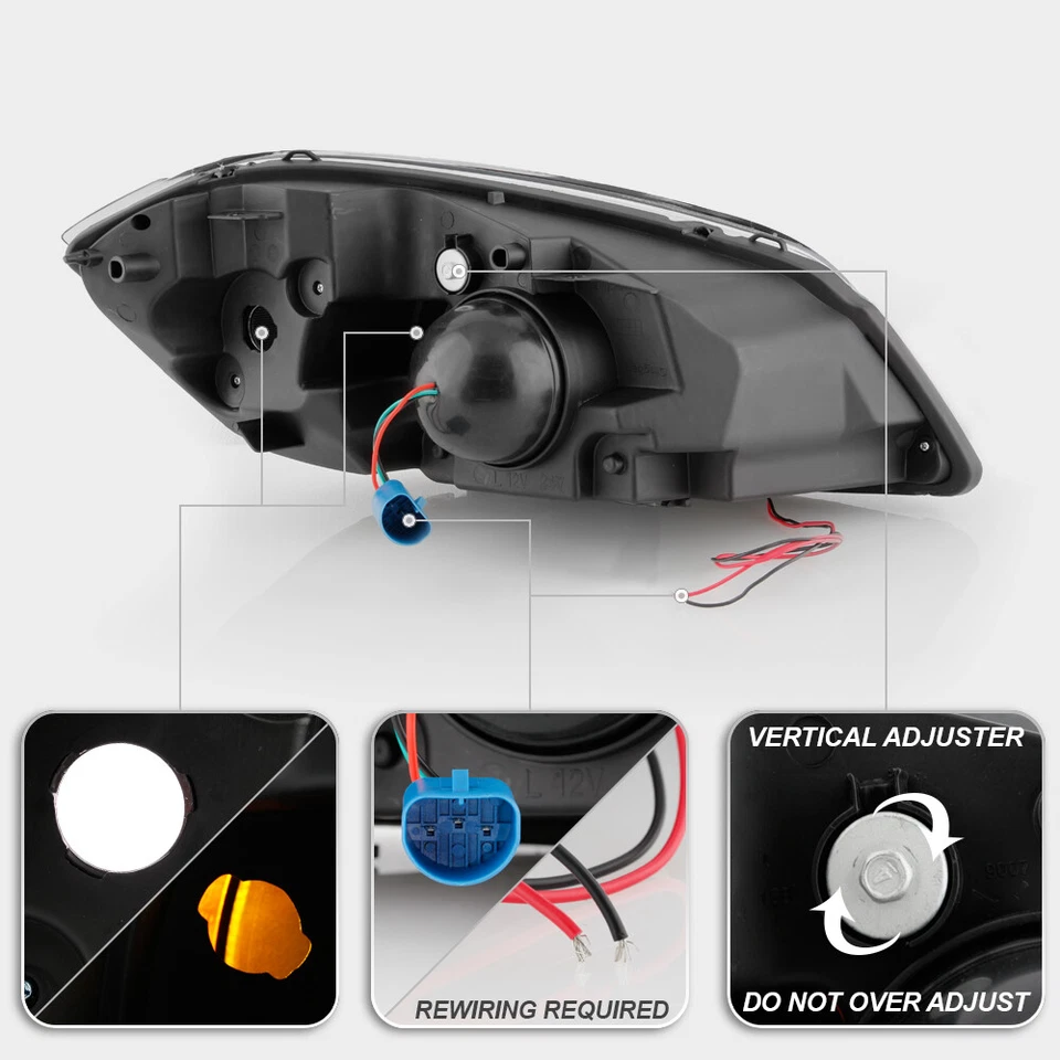 2005-2010 Chevy Cobalt 2007-2010 Pontiac G5 Chrome LED Tube Projector Headlights - Image 4 of 4